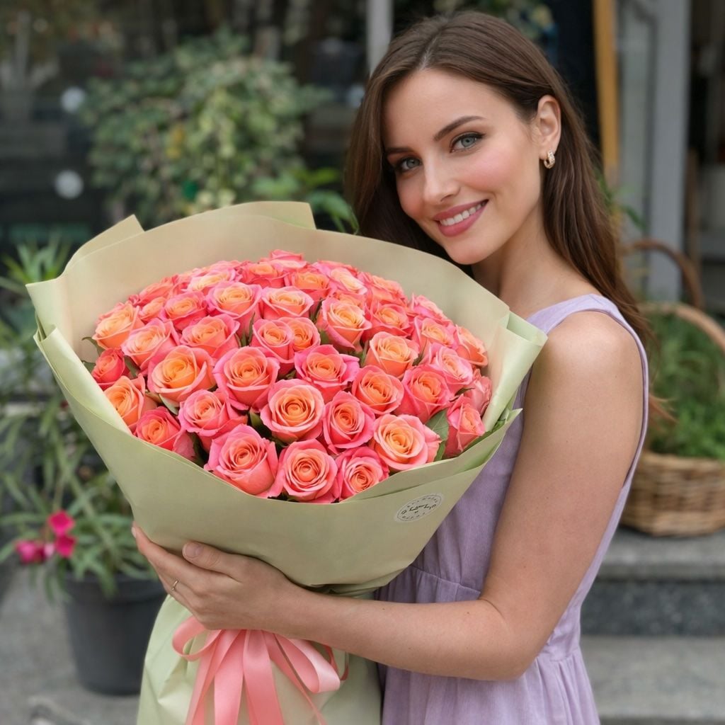 rose (51 pcs.), packaging, ribbon