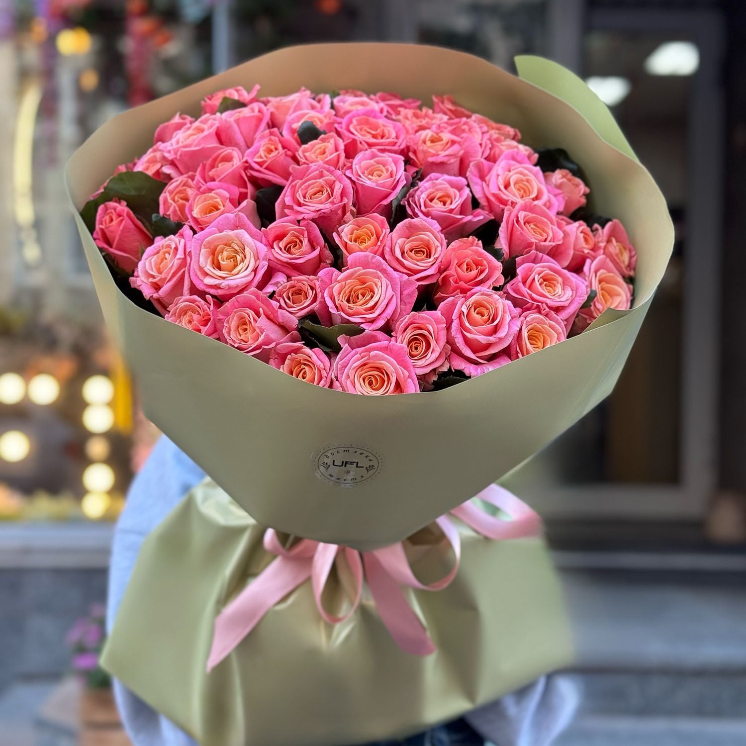 rose (51 pcs.), packaging, ribbon