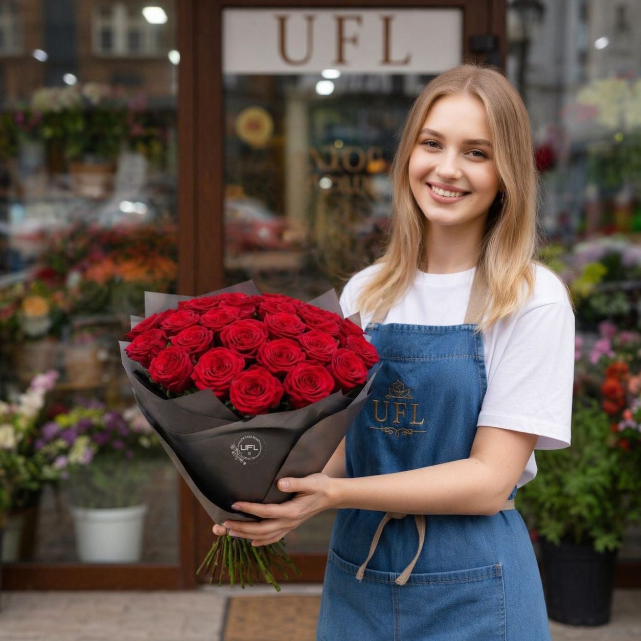 rose (50 pcs., packaging, ribbon)