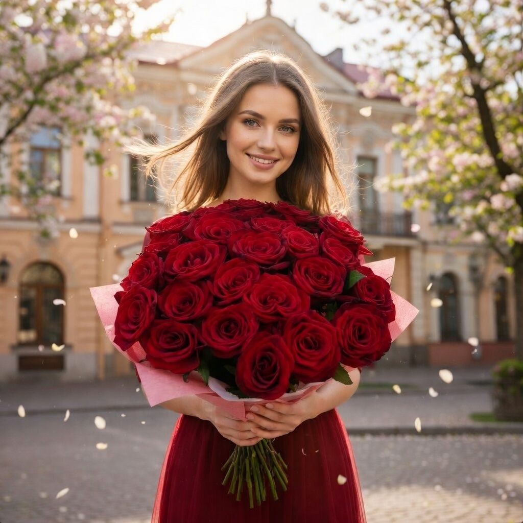 rose (25 pcs.), packaging, ribbon