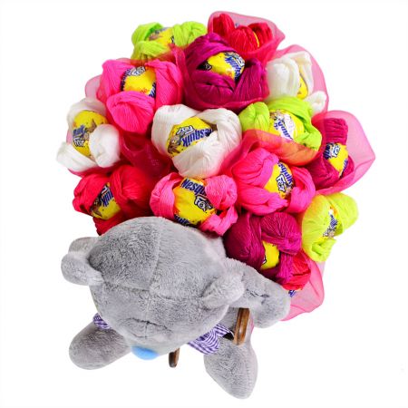 Candy bouquet and teddy bear - order now! 