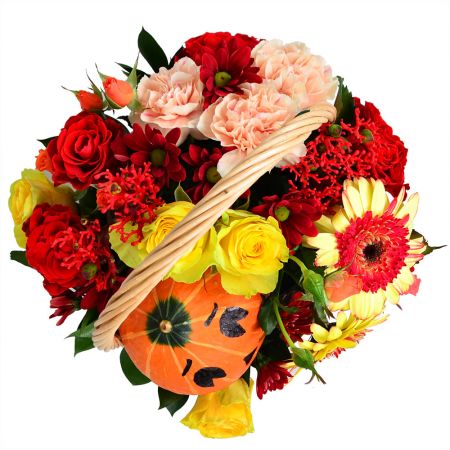 Bouquet Flower basket with pumpkin