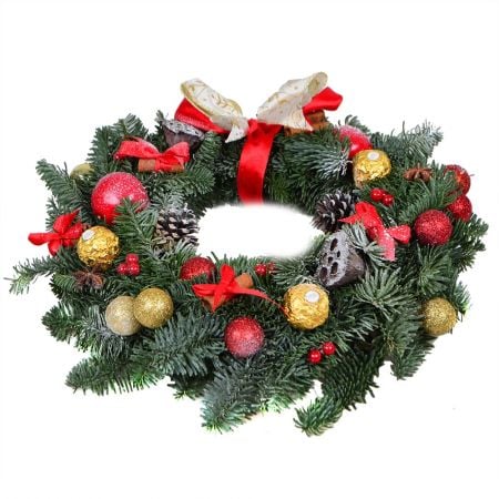 Order christmas wreath of twigs and cones