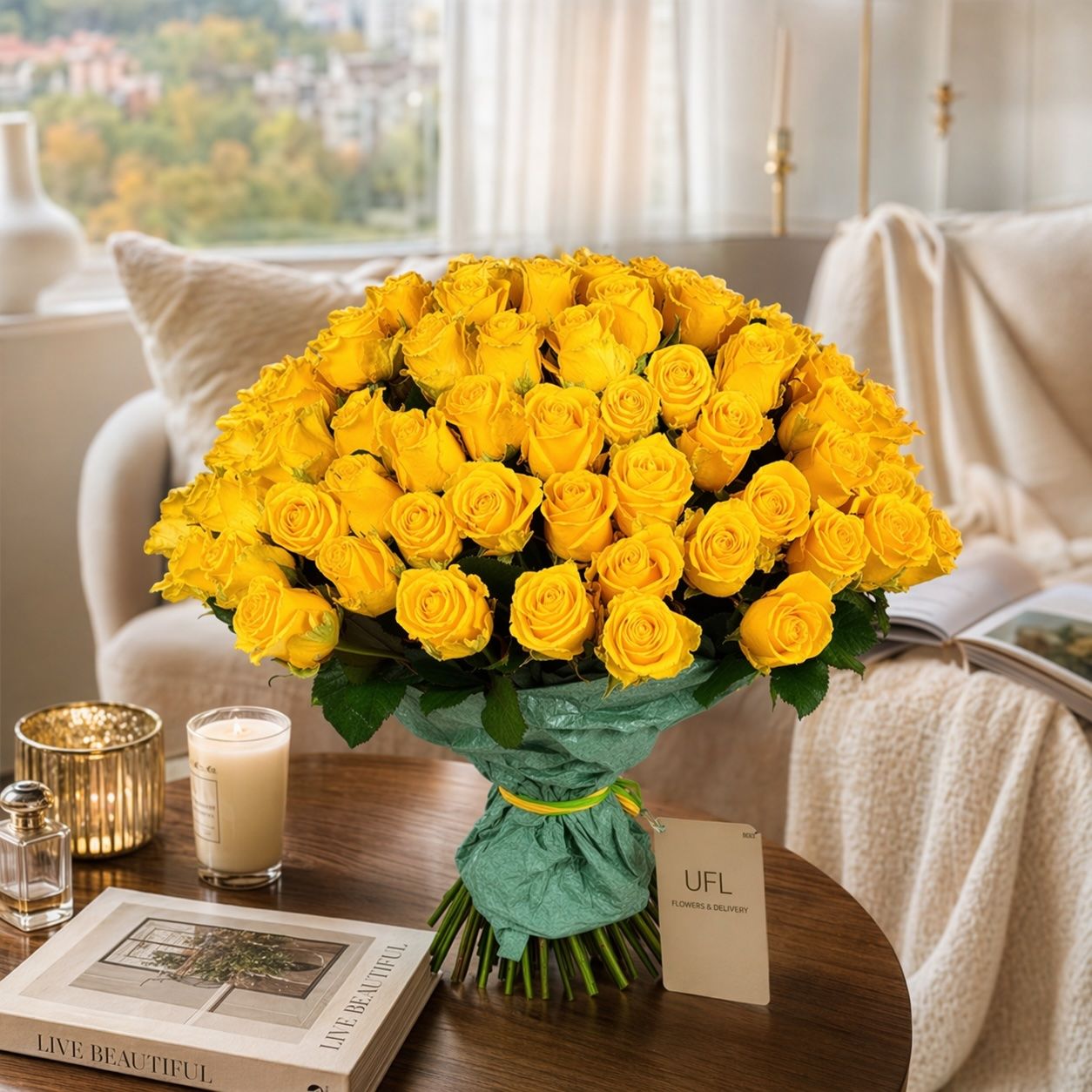 Order 101 yellow rose with delivery