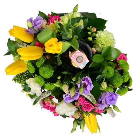 Bouquet Flower arrangement with wine