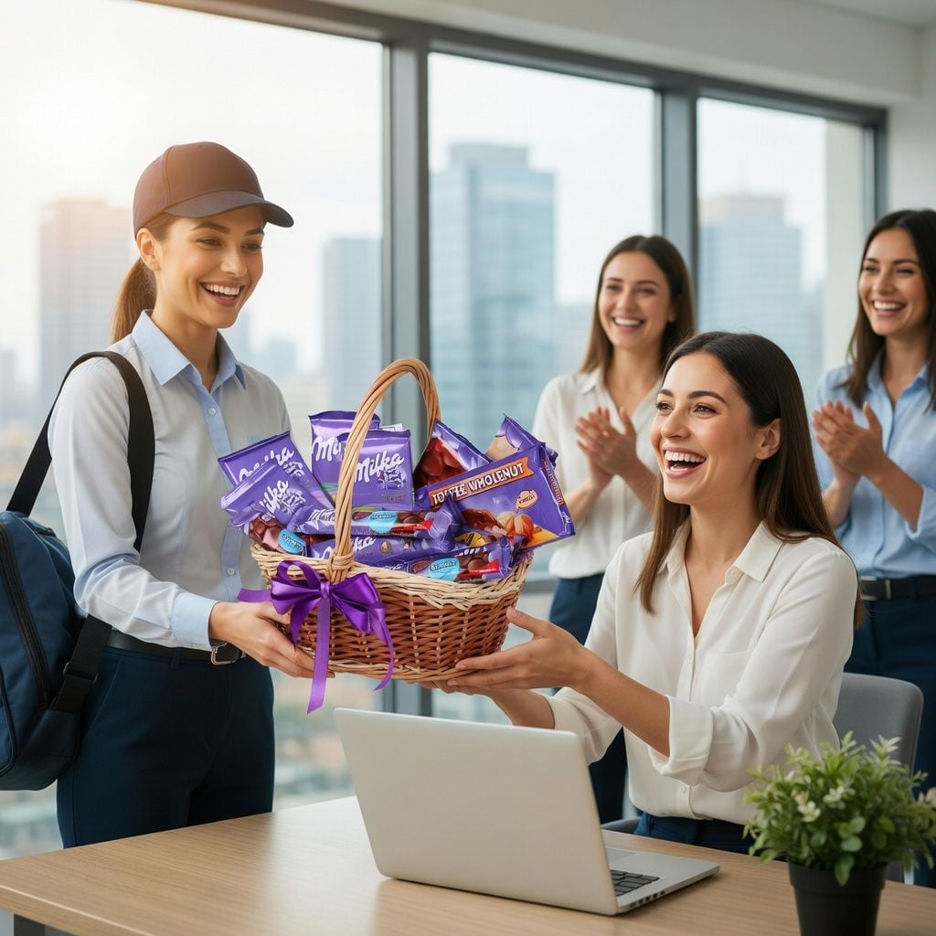 Milka-basket, Basket of Milka, basket of chocolate, basket of sweets, order gift, gift delivery, swe