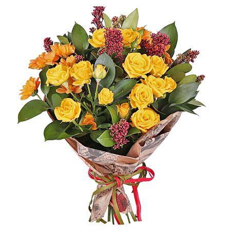 Order with delivery yellow bouquet ''Autumn mix of 9 flowers''
