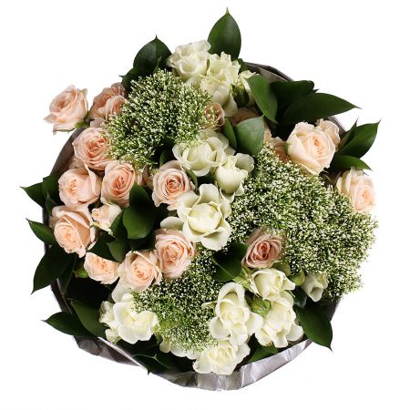 Cream bouquet, bouquet of cream boses, gentle bouquet,  bouquet for mother, bouquet for wife, cute b