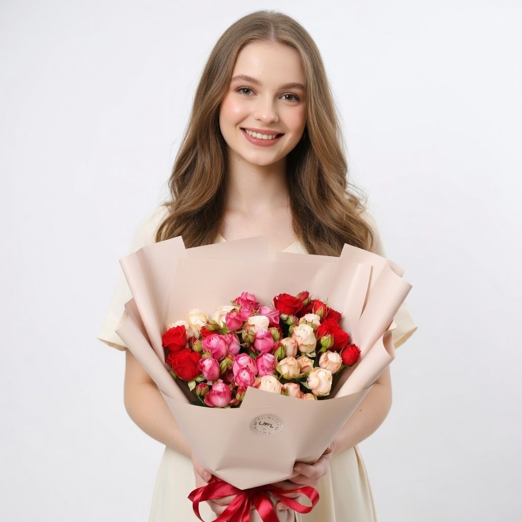 red bush rose, packaging, ribbon