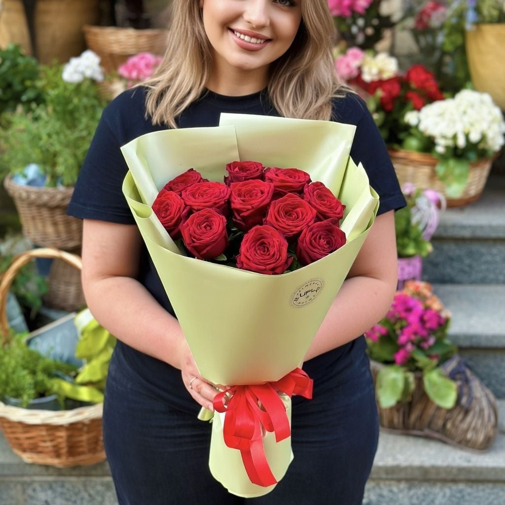 rose (11 pcs.), packaging, ribbon