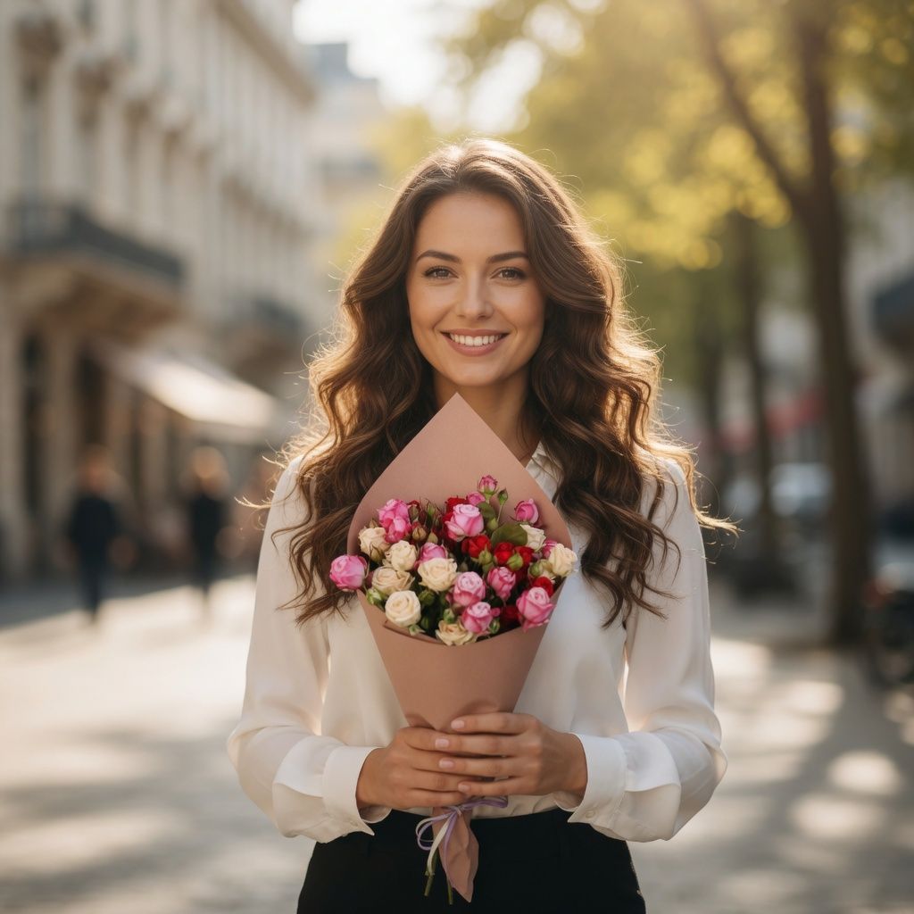 red bush rose, packaging, ribbon