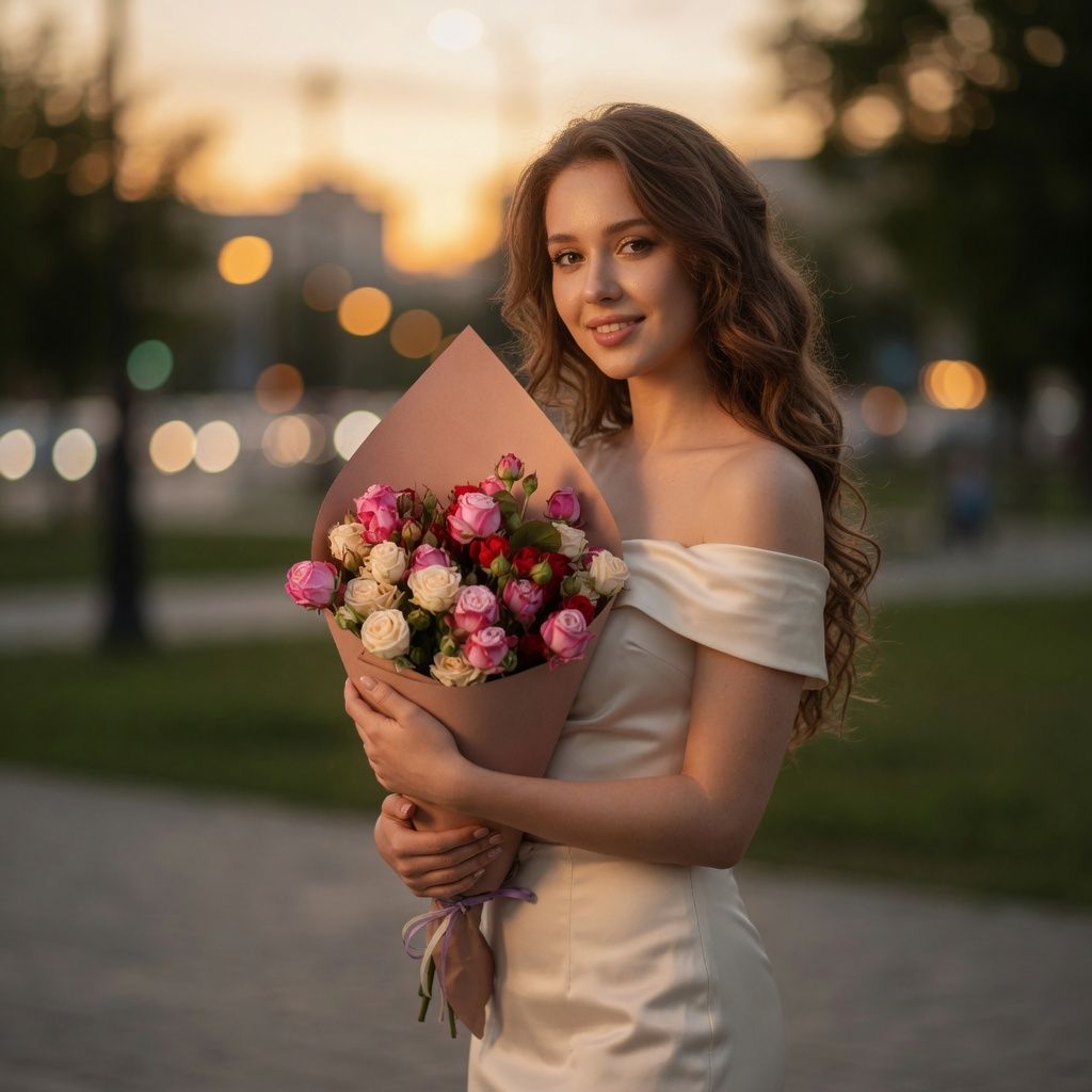 red bush rose, packaging, ribbon