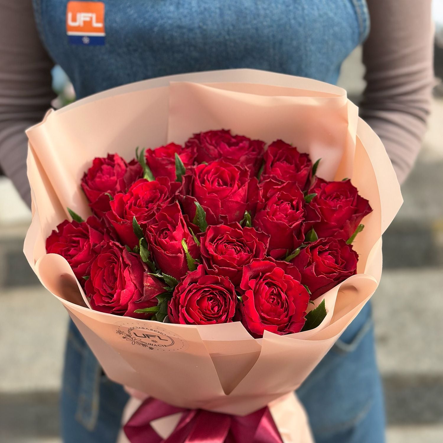 rose (15 pcs.), packaging, ribbon