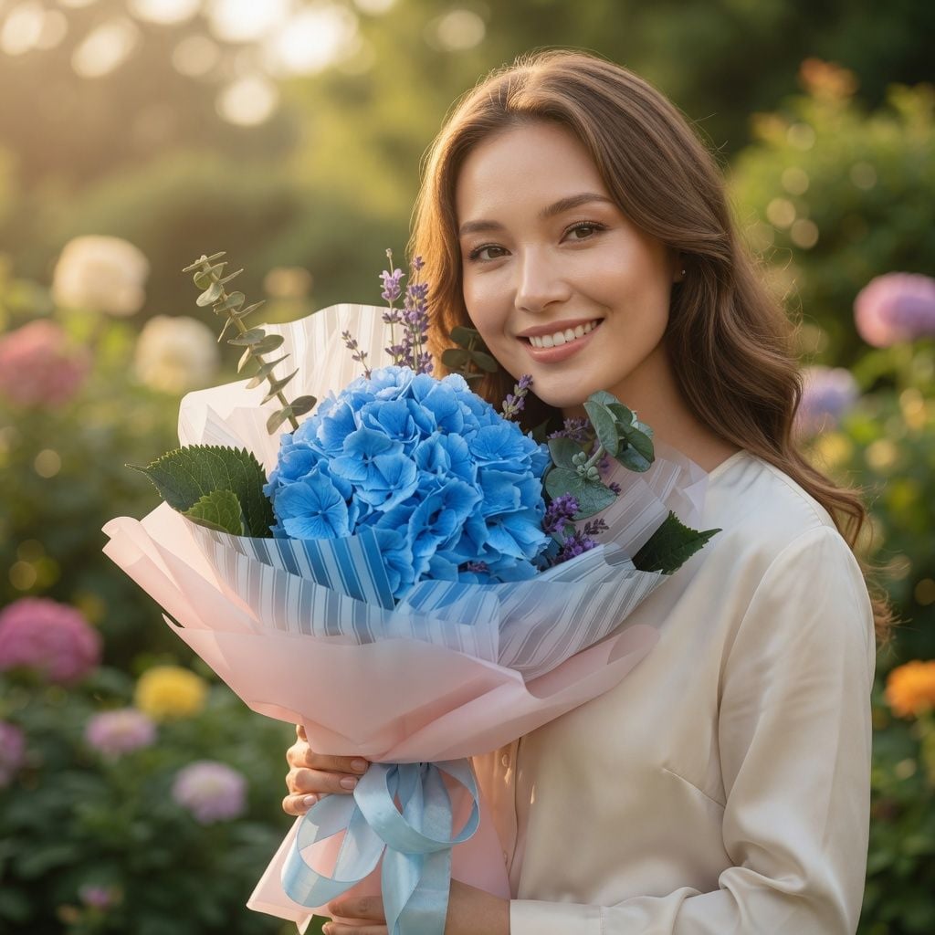 Bouquet With blue hydrangea 1pcs