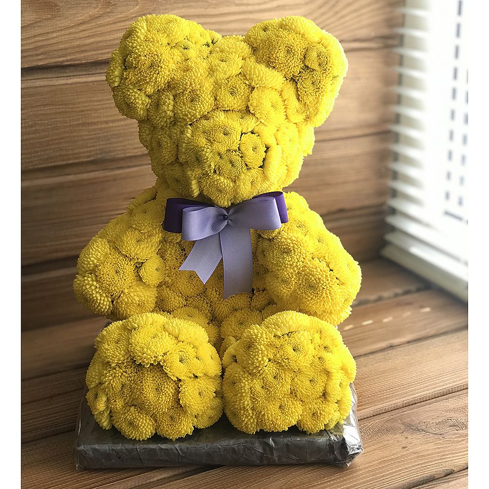 Order a bouquet «Yellow teddy with a tie-bow» with delivery