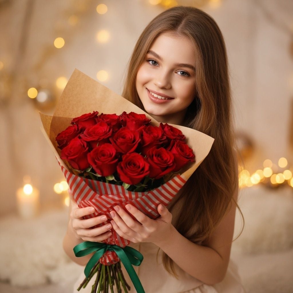 rose (9 pcs., packaging, ribbon)