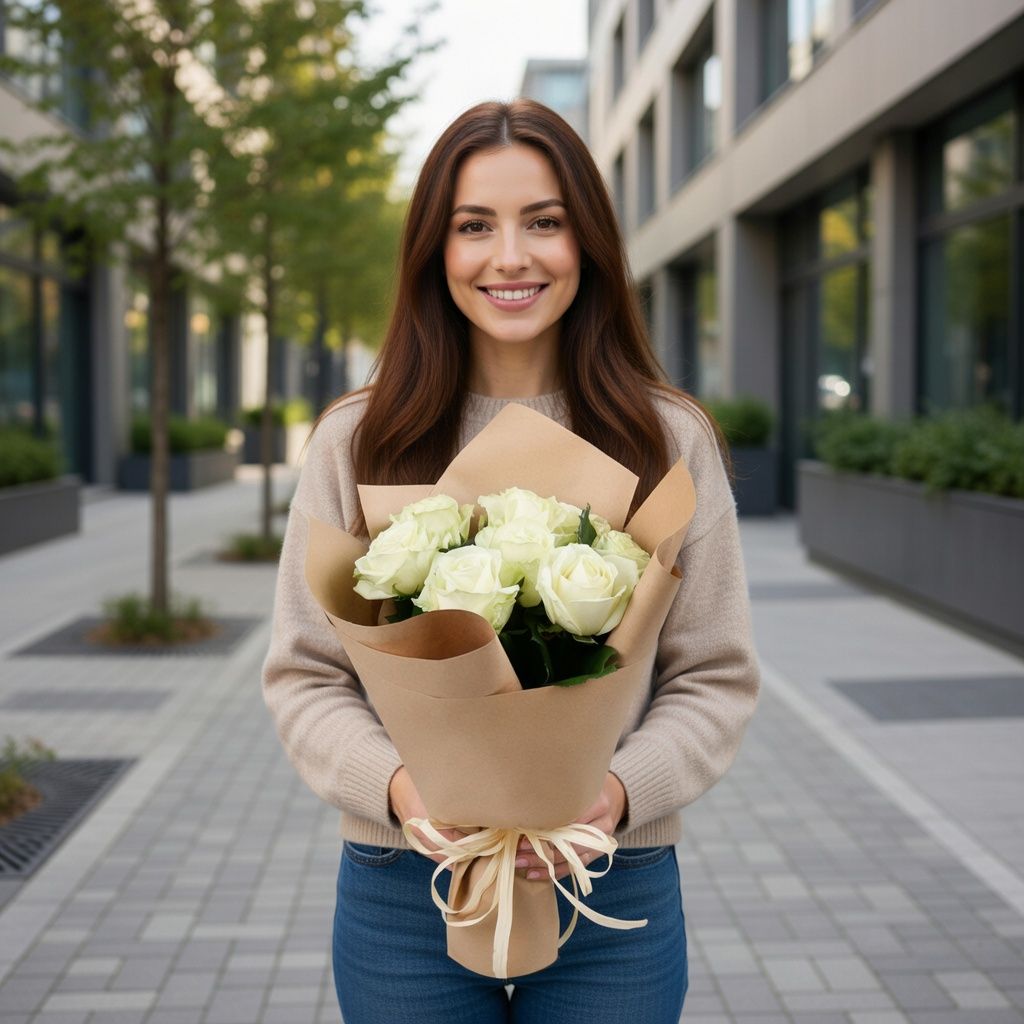 rose (9 pcs.), packaging, ribbon