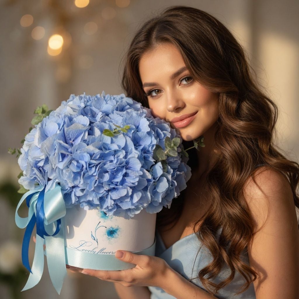 Bouquet Blue hydrangea in a box 3pcs