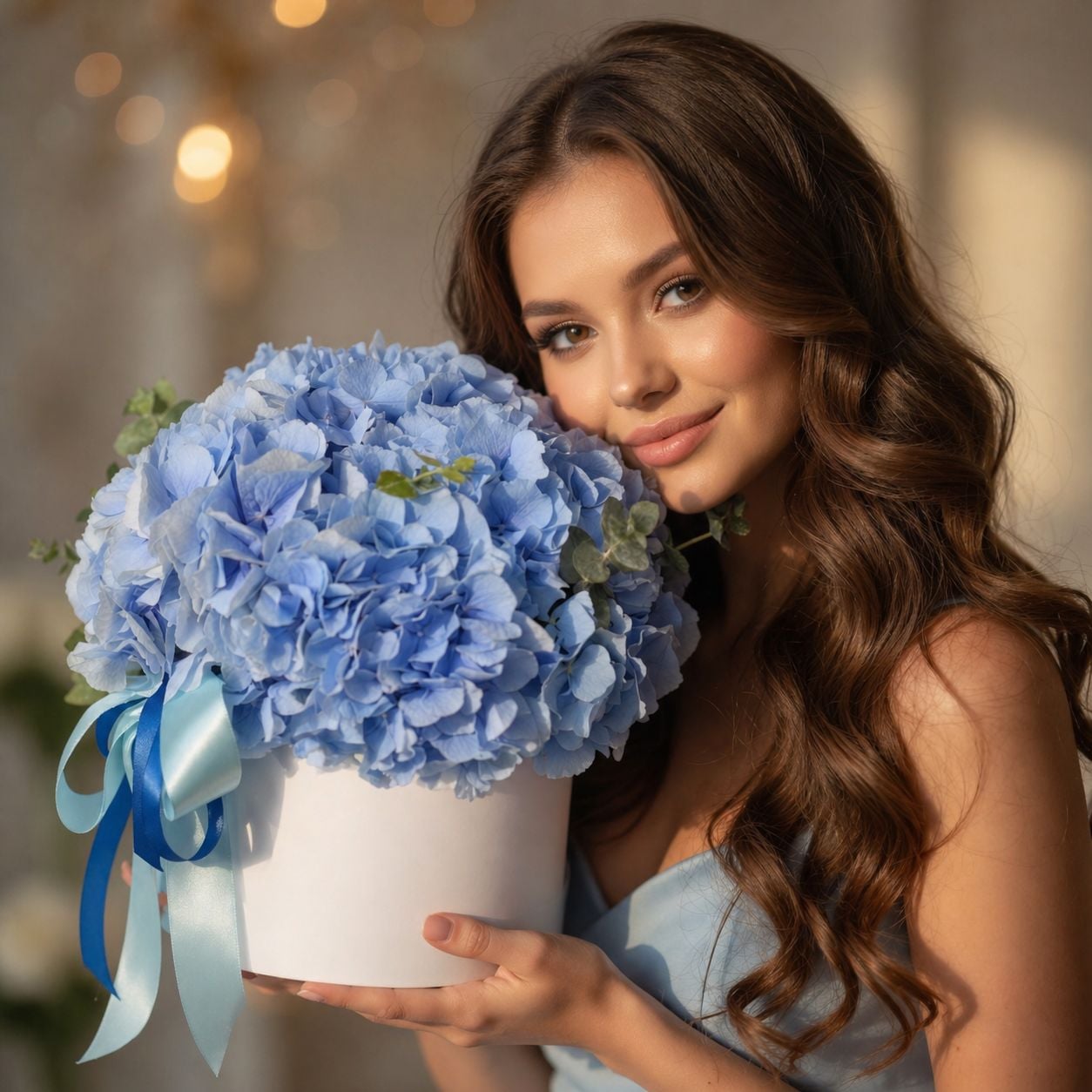 Bouquet Blue hydrangea in a box 3pcs