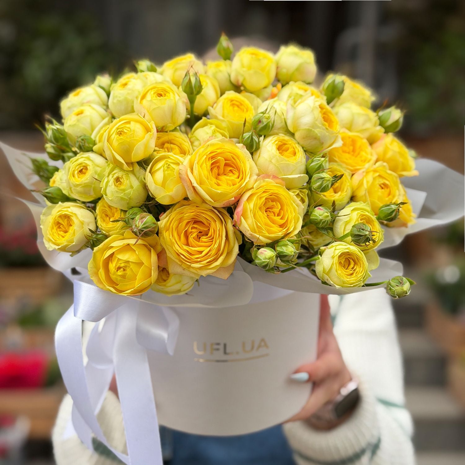 Bouquet Yellow spray roses in a box