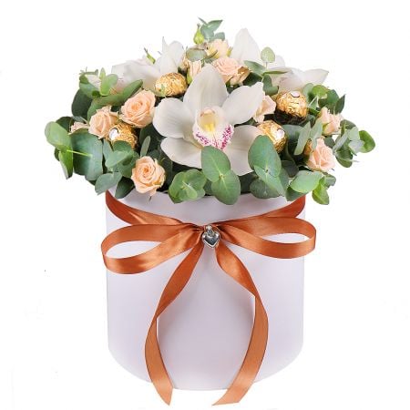Bouquet Box with roses and orchids