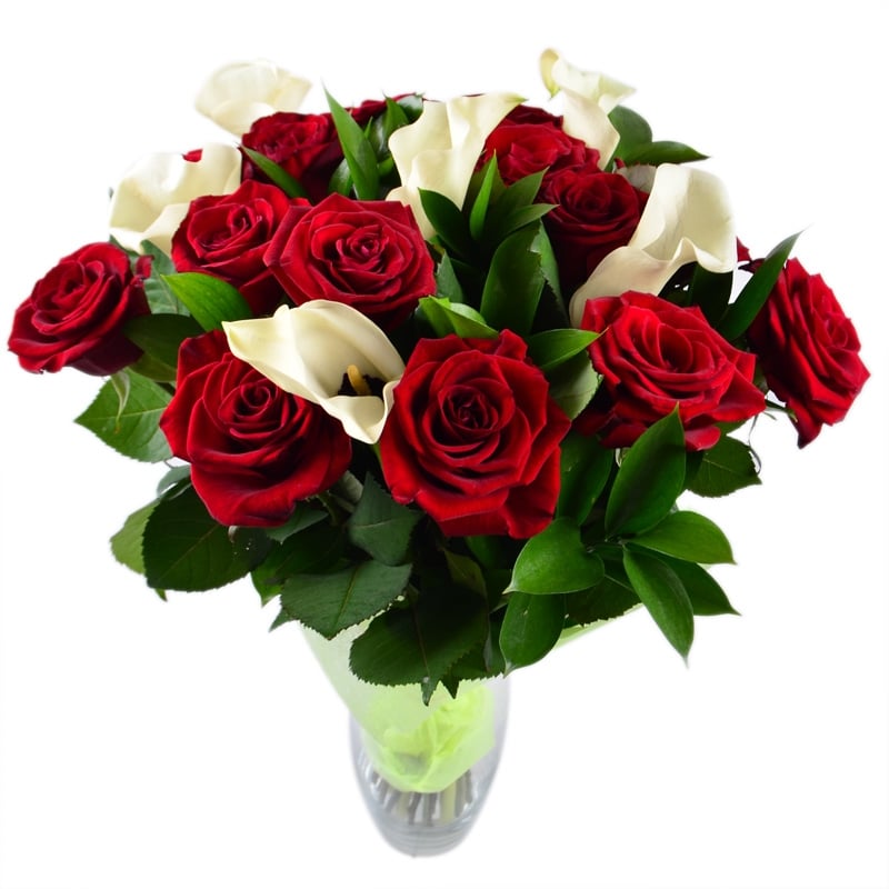 Bouquet of roses and callas - order with worldwide shipping