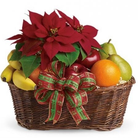 Product Fruit and Poinsettia Basket