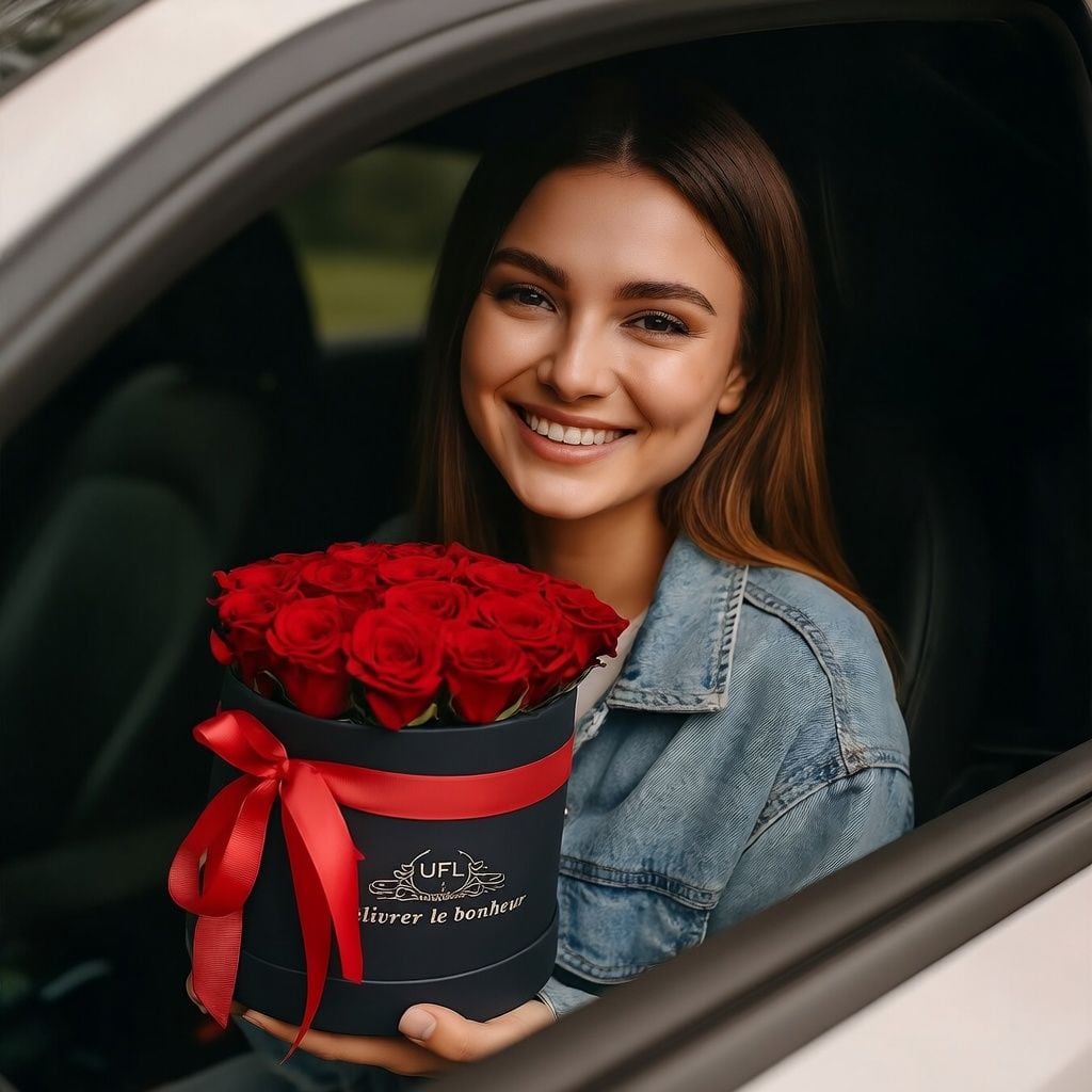 oasis, embossed box, rose (23 pcs.), packaging, ribbon