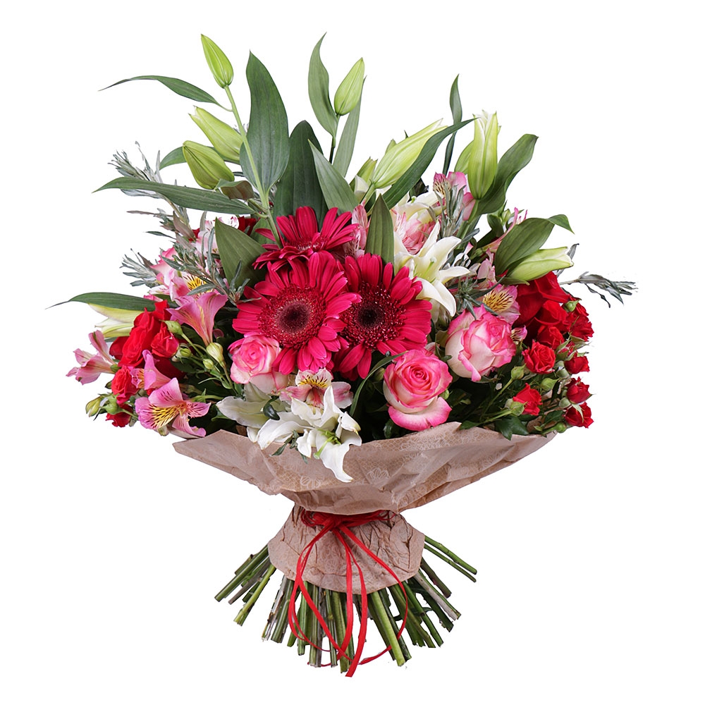 Beautiful Fresh Flower Bouquet Roses Valentine Day Concept