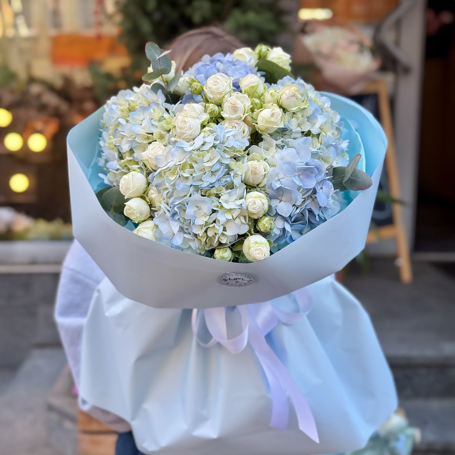 Bouquet Sky bouquet of hydrangea and roses
