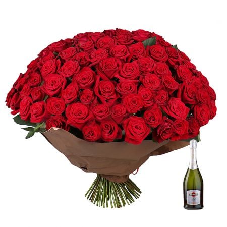 Bouquet Seduction 101 roses  + Asti Martini