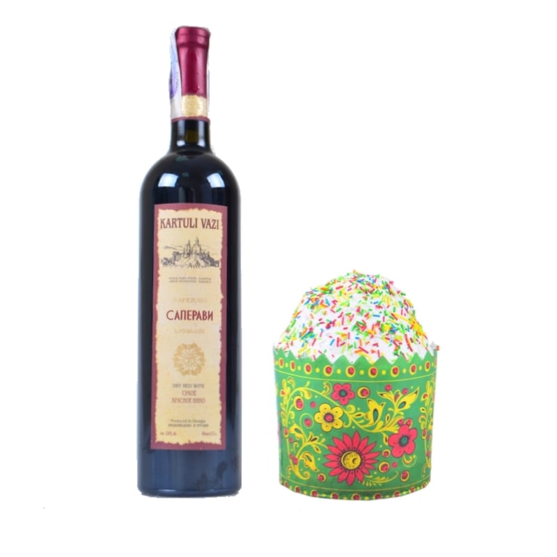 Buy set of red wine and easter cake with delivery